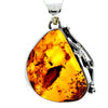 Load image into Gallery viewer, 925 Sterling Silver &amp; Genuine Cognac Baltic Amber Exlusive Unique Pendant - PD2389