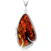 925 Sterling Silver & Genuine Green Baltic Amber Exlusive Unique Pendant - PD2399