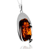 925 Sterling Silver & Genuine Cognac Baltic Amber Exlusive Unique Pendant - PD2402