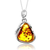 925 Sterling Silver & Genuine Cognac Baltic Amber Exlusive Unique Pendant - PD2418