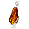 Load image into Gallery viewer, 925 Sterling Silver &amp; Genuine Cognac Baltic Amber Exlusive Unique Pendant - PD2430