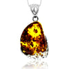 Load image into Gallery viewer, 925 Sterling Silver &amp; Genuine Cognac Baltic Amber Exlusive Unique Pendant - PD2431