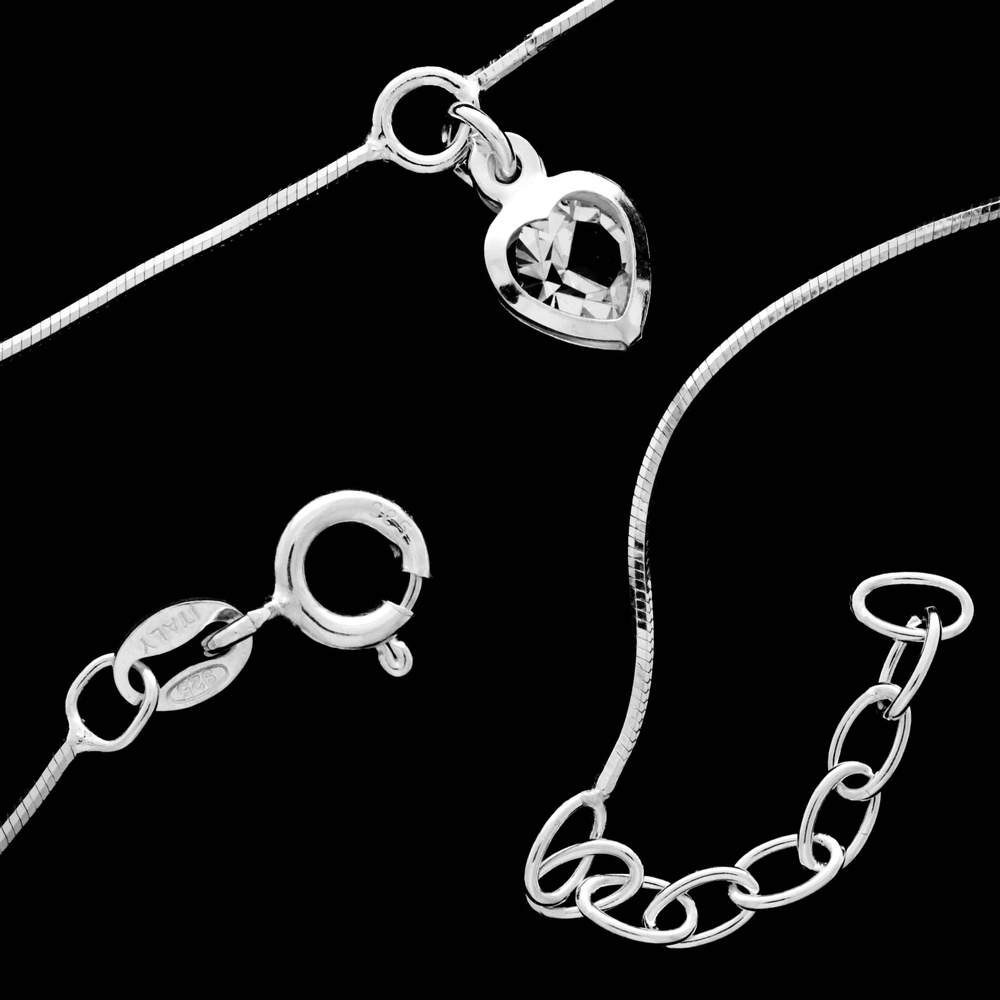 925 Sterling Silver Rhodium Little Heart with cubic Zirconia Anklet Bracelet - IT-N10-MG-A