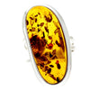 925 Sterling Silver & Genuine Cognac Baltic Amber Unique Ring - RG0670
