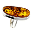 925 Sterling Silver & Genuine Cognac Baltic Amber Unique Ring - RG0670