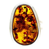 925 Sterling Silver & Genuine Cognac Baltic Amber Unique Ring - RG0671