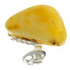 925 Sterling Silver & Genuine Lemon Baltic Amber Unique Ring - RG0684