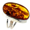 Load image into Gallery viewer, 925 Sterling Silver &amp; Genuine Cognac Baltic Amber Unique Ring - RG0713