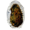 925 Sterling Silver & Genuine Green Baltic Amber Unique Ring - RG0718