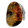 Load image into Gallery viewer, 925 Sterling Silver &amp; Genuine Green Baltic Amber Unique Ring - RG0725