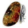 Load image into Gallery viewer, 925 Sterling Silver &amp; Genuine Green Baltic Amber Unique Ring - RG0725