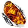 Load image into Gallery viewer, 925 Sterling Silver &amp; Genuine Cognac Baltic Amber Unique Ring - RG0729