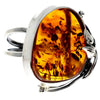 925 Sterling Silver & Genuine Cognac Baltic Amber Unique Ring - RG0737