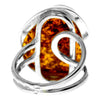 Load image into Gallery viewer, 925 Sterling Silver &amp; Genuine Cognac Baltic Amber Unique Exclusive Adjustable Ring - RG0752