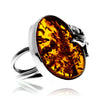 Load image into Gallery viewer, 925 Sterling Silver &amp; Genuine Cognac Baltic Amber Unique Exclusive Adjustable Ring - RG0760