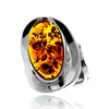 Load image into Gallery viewer, 925 Sterling Silver &amp; Genuine Cognac Baltic Amber Unique Exclusive Adjustable Ring - RG0772