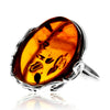 Load image into Gallery viewer, 925 Sterling Silver &amp; Genuine Cognac Baltic Amber Unique Exclusive Adjustable Ring - RG0776