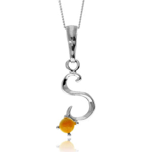 925 Sterling Silver & Genuine Baltic Amber Initials Alphabet Letters Pendant - AP