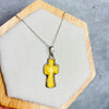 925 Sterling Silver & Baltic Amber Large Unique Cross Pendant - AD216