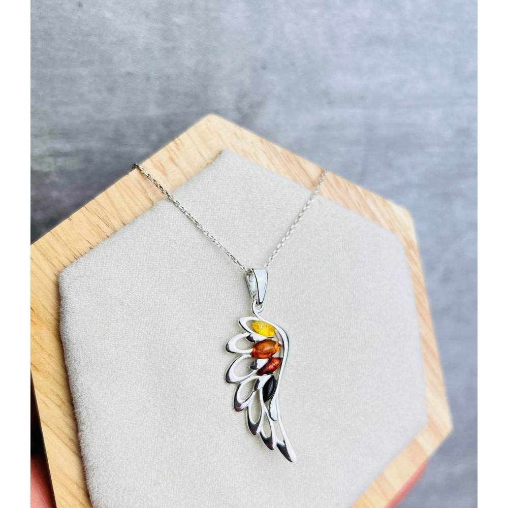 925 Sterling Silver Lucky Angel Wing with Baltic Amber - GL367