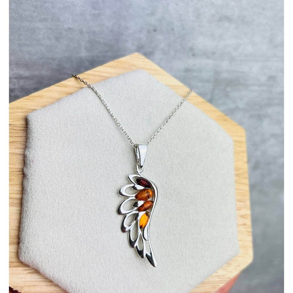 925 Sterling Silver Lucky Angel Wing with Baltic Amber - GL367