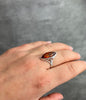 925 Sterling Silver & Baltic Amber Large Modern Ring - GL708