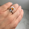 925 Sterling Silver & Genuine Baltic Amber Modern Ring - GL732