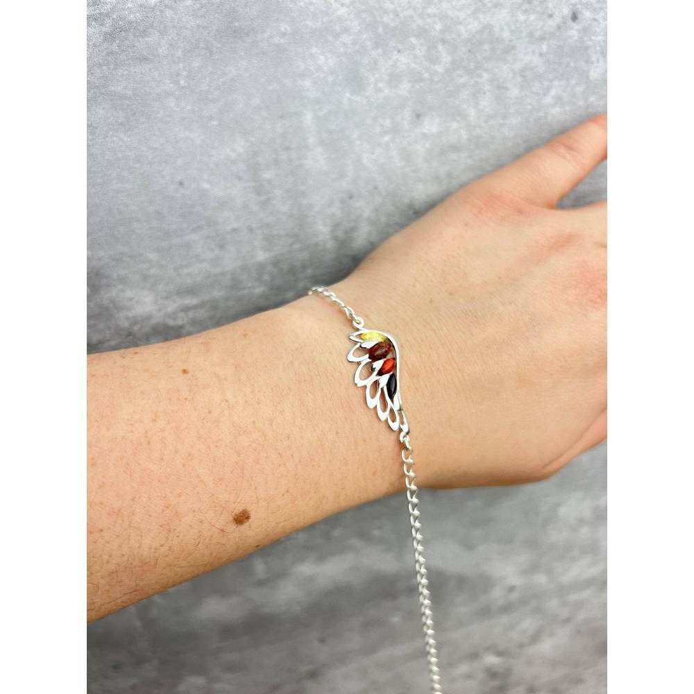 Beautiful Designer Silver Angel Wing Bracelet set with Baltic Amber - GL559